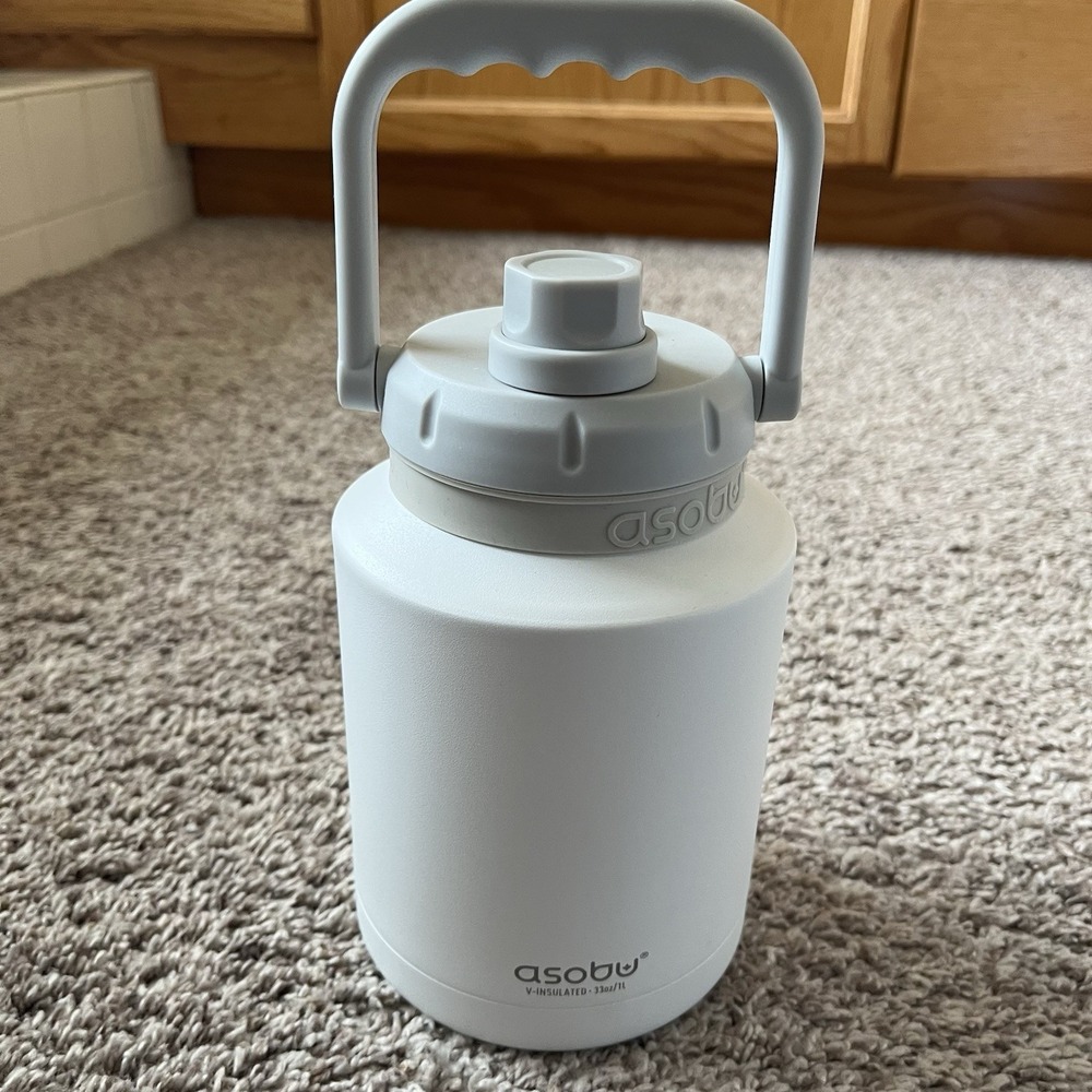 Asobu Insulated Stainless Steel 33 Oz Mini White Beverage Jug With Handle